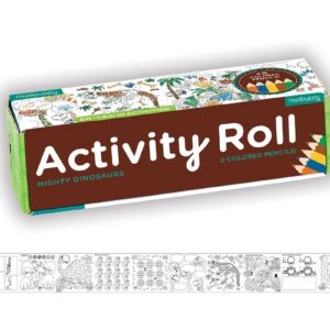 POTĘŻNE DINOZAURY kolorowanki łamigłówki w rolce 1,8m z kredkami