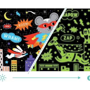 SUPERBOHATEROWIE tekturowe puzzle świecące w ciemności 100 el.