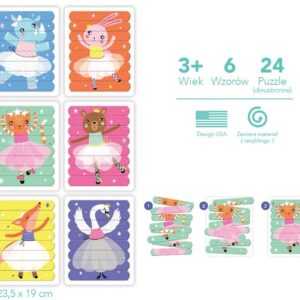 TAŃCZĄCE BALETNICE tekturowe puzzle patyczki 24 el.