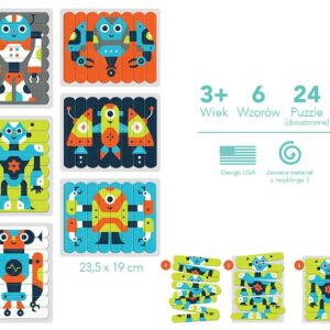 ROBOTY tekturowe puzzle patyczki 24 el.