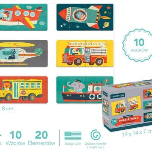 ŚRODKI TRANSPORTU tekturowe puzzle do pary