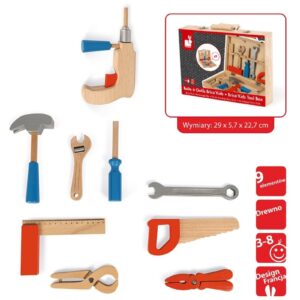 DREWNIANA WALIZECZKA z narzędziami Brico