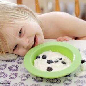 NIEBIESKI ZESTAW JEDZENIOWY silikonowa miseczka i 2 łyżeczki