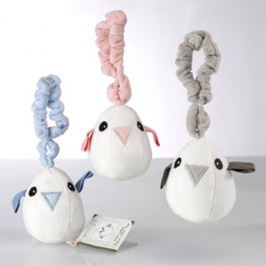 RÓŻOWY PTASZEK miękka organiczna zawieszka do wózka