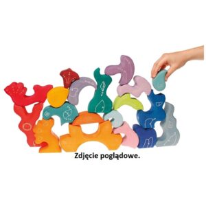 CZERWONY DOMEK KRASNOLUDKÓW drewniane klocki 4 el.