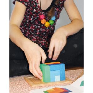 KWADRAT drewniana układanka na podstawce 12 el.