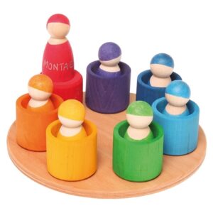 DREWNIANE FIGURKI w kubeczkach nauka kolorów