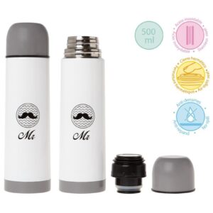 BIAŁO - SZARY TERMOS MR na napoje 500 ml
