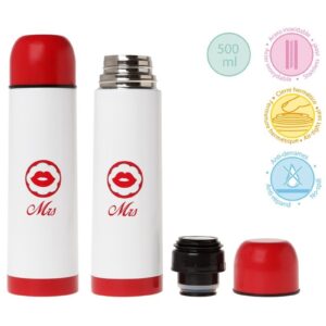 BIAŁO - CZERWONY TERMOS MRS na napoje 500 ml