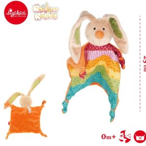 TĘCZOWY KRÓLICZEK płaska przytulanka Pierwszy Przyjaciel