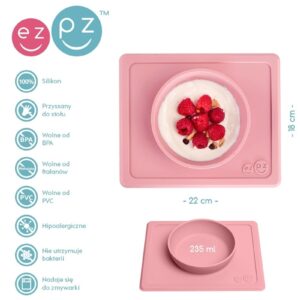 RÓŻOWA pastelowa miseczka z podkładką 2w1 Mini Bowl