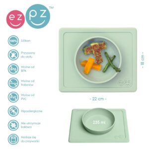 ZIELONA pastelowa miseczka z podkładką 2w1 Mini Bowl