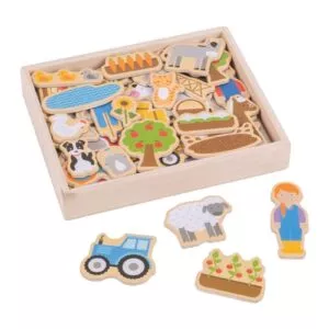 FARMA drewniane magnesy na lodówkę 35 szt.