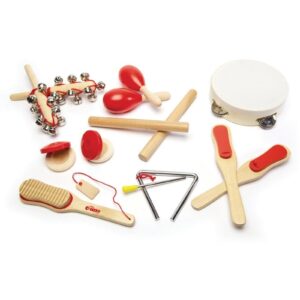 DREWNIANE INSTRUMENTY duży zestaw 13 szt.