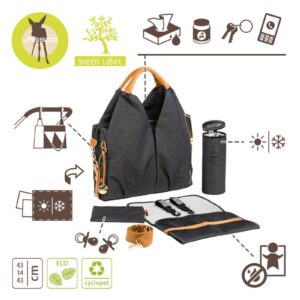 TORBA Z AKCESORIAMI Green Label Neckline Denim black