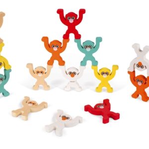 MAŁPKI piramida drewniana gra zręcznościowa