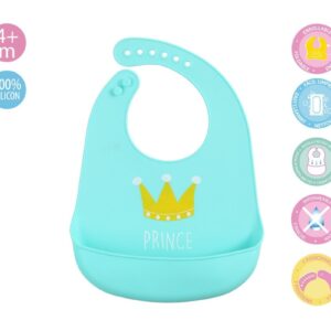 MIĘTOWY silikonowy śliniak z kieszonką