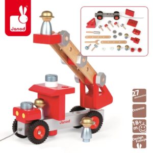 DREWNIANY WÓZ STRAŻACKI do składania 28 el.