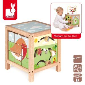 DREWNIANA KOSTKA EDUKACYJNA 5w1