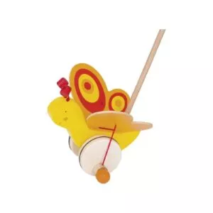 KOLOROWY MOTYLEK drewniana pchanka