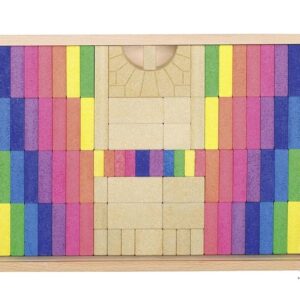 TĘCZOWE klocki DOMINO w skrzyneczce 106 el.