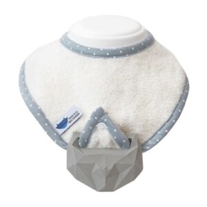 ECRU śliniak z kauczukowym gryzakiem SuperRRO Baby hevea