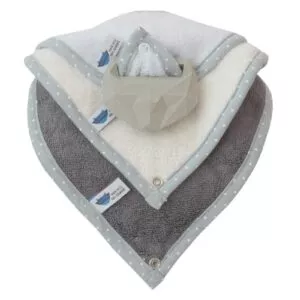 BLUE zestaw śliniaków z kauczukowym gryzakiem SuperRRO Baby hevea