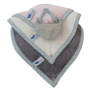 PINK zestaw śliniaków z kauczukowym gryzakiem SuperRRO Baby hevea