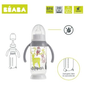 BUTELKA ANTYKOLKOWA z uchwytem 240 ml Bunny GREY