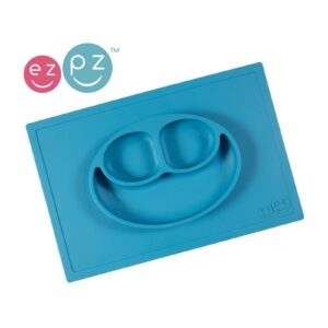 NIEBIESKI TALERZYK z podkładką 2w1 Happy Mat