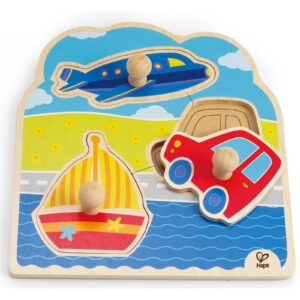 POJAZDY drewniana układanka z uchwytami