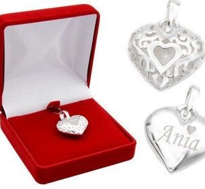 Duży Wisiorek / Serce / Srebrny wisiorek / Srebro pr. 925 / Własny grawer / Pudełko + wisiorek