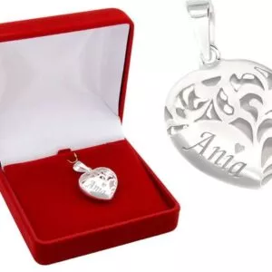 Wisiorek Duże Serce Srebro 925 Grawer