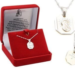 Medalik Madonna Srebro 925 Pamiątka Chrzest GRAWER