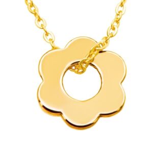 Srebrny Naszyjnik pr. 925 kwiatek złocony z zawieszką i blaszką przy zapięciu 41-44,5 cm GRAWER