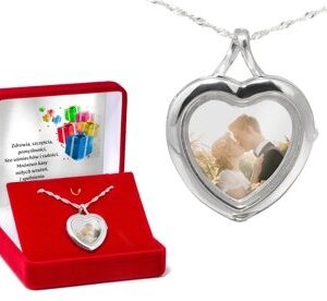 SREBRNY Sekretnik pr. 925 Otwierane Serce DEDYKACJA
