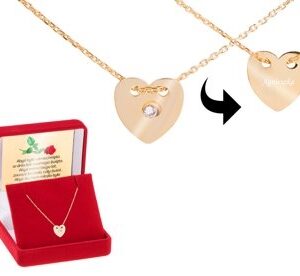 Srebrny pozłacany naszyjnik pr. 925 serce z cyrkonią Grawer