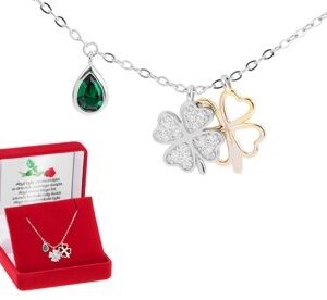 Naszyjnik Celebrytka Koniczynki i zielone cyrkonie Srebro pr. 925 DEDYKACJA