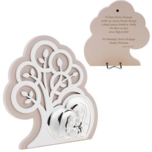 Obrazek Srebrny Drzewo Życia Pamiątka Chrztu Grawer