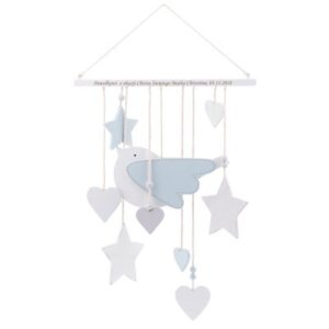 Zawieszka z gwiazdkami i Ptakiem niebieska "Petit Cheri" Grawer