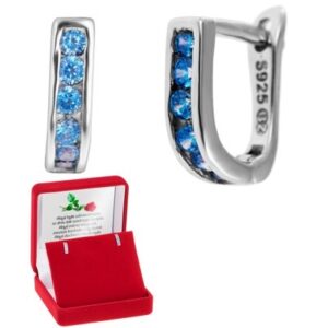 Srebrne kolczyki pr 925 cyrkonia jasnoniebieska Dedykacja