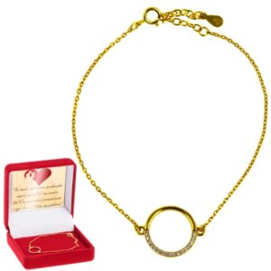 Bransoletka pozłacana okrąg z cyrkoniami Srebro 925 Dedykacja