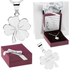 Srebrny Wisiorek Koniczynka pr. 925 Prezent Grawer