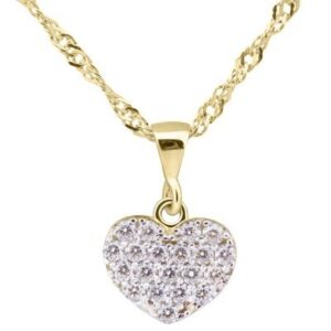 Złoty wisiorek płaski serce multi kryształy 333 Prezent