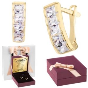 Złote kolczyki z cyrkoniami pr 333 Dedykacja