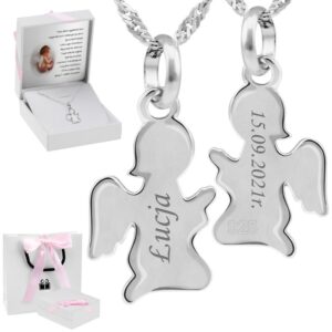 Srebrny naszyjnik pr.925 Aniołek Grawer