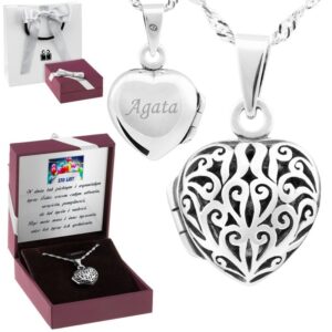 Naszyjnik Serce Sekretnik Łańcuszek Srebro 925 Grawer