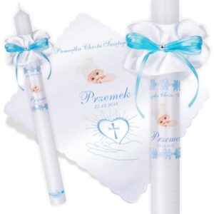 Świeca i szatka na chrzest ze zdjęciem dziecka Model G15 Okapnik
