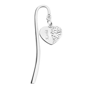 Zakładka do książki Srebrne pr. 925 serce z ażurową połówką Grawer