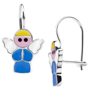 Kolczyki Aniołki Emaliowane Srebro pr. 925